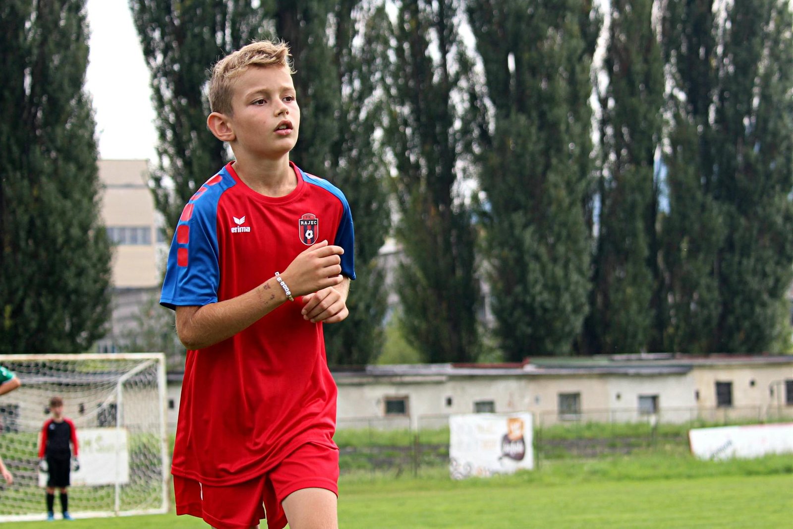 Young athlete focused during a match